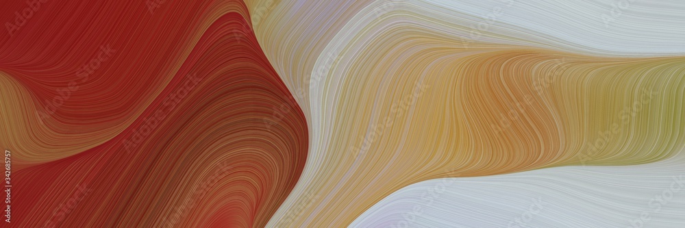 Poster abstract moving horizontal header with pastel brown, silver and sienna colors. fluid curved flowing 