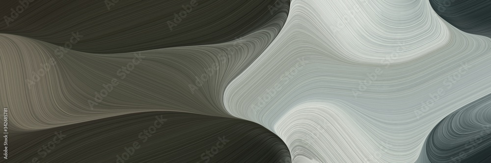 Poster abstract flowing horizontal banner with dark slate gray, silver and dark gray colors. fluid curved flowing waves and curves for poster or canvas