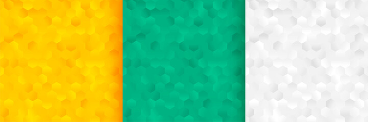 Fototapeta na wymiar hexagonal patterns background set in three colors