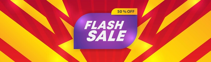Flash sale banner.sale banner template design background. vector illustration banner design concept with lightning element.