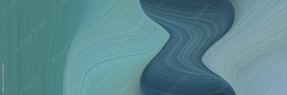 Aufkleber abstract dynamic designed horizontal header with blue chill, dark slate gray and dark gray colors. fluid curved lines with dynamic flowing waves and curves for poster or canvas