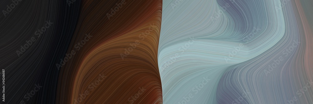 Poster abstract flowing designed horizontal header with dark gray, very dark pink and slate gray colors. fluid curved lines with dynamic flowing waves and curves for poster or canvas