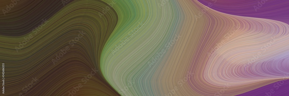 Poster abstract dynamic horizontal header with dark olive green, old mauve and antique fuchsia colors. flui