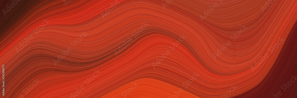 Poster abstract modern designed horizontal header with firebrick, dark red and chocolate colors. fluid curved flowing waves and curves for poster or canvas