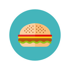 delicious burger fast food block and flat style
