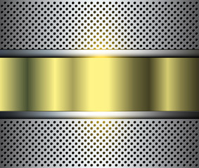 Metallic background with perforated holes pattern silver gold