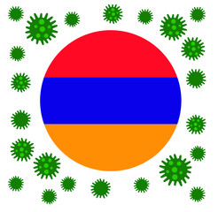 Armenia quarantine and extraordinary emergency measures under pandemic virus. stop coronavirus covid-19 yellow border tape on Armenia flag background. vector illustration