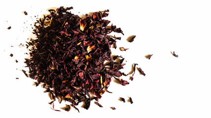 Fototapeta premium Hibiscus tea leaves isolated on a white background