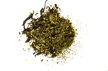 Herbal tea leaves isolated on a white background