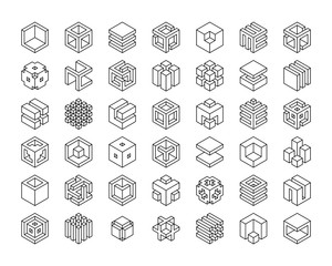 Set cubes vector icon. Cube logo template - obrazy, fototapety, plakaty
