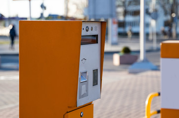 Parking tickets machine on a exit from a parking area.