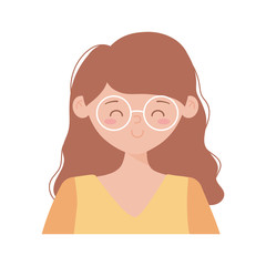 woman wearing glasses portrait character isolated icon on white background