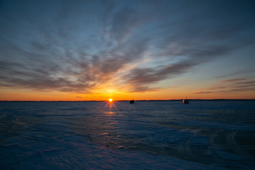 Sunset sunrise sea ice winter lake sky