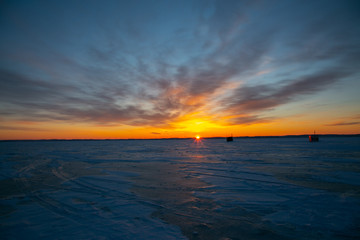 Obraz premium Sunset sunrise sea ice winter lake sky