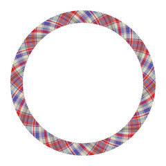 Circle borders and frames vector. Round border pattern geometric vintage frame design. Scottish tartan plaid fabric texture. Template for gift card, collage, scrapbook or photo album and portrait..
