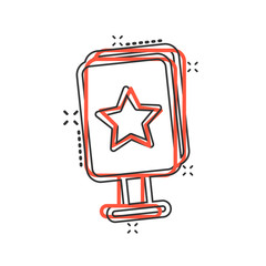 Billboard icon in comic style. Citylight display cartoon vector illustration on white isolated background. Banner placard splash effect business concept.