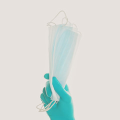 Medical mask on white background, safety and virus protection concept