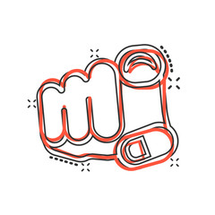 Finger point icon in comic style. Hand gesture cartoon vector illustration on white isolated background. You forward splash effect business concept.