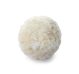 Delicious chocolate candy with coconut isolated on white