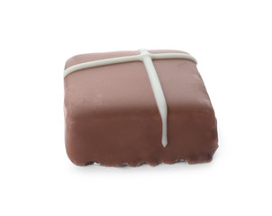 Delicious milk chocolate candy isolated on white