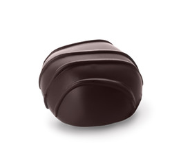 Delicious dark chocolate candy isolated on white