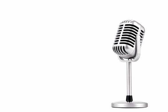 Retro microphone isolated on white background