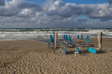 Empty beach in the autumn, Crete, Greece