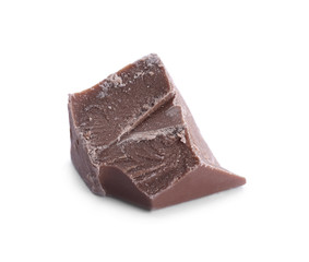 Piece of milk chocolate isolated on white