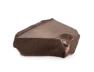 Piece of dark chocolate isolated on white