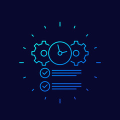 deadline, completed task line vector icon