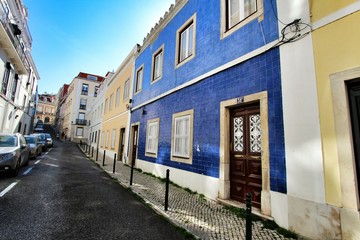 Colorful streets of Lisbon on a sunny day