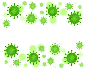 Graphic illustration of Corona virus, covid-19 background, Green virus, white background, vector. Pandemic, pattern, copy space, empty space for text