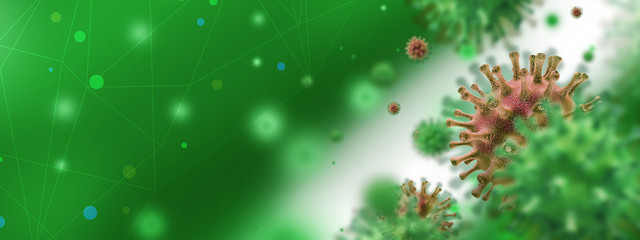 virus cell neon background - obrazy, fototapety, plakaty