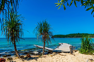 The wooden pier in Koh Ta Kiev, Cambodia