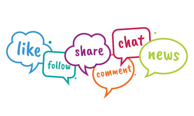 Vector illustration of a collection of chat clouds or colorful speak bubble. Suitable for illustrations of social media activities, online social interactions, and discussion of current issue.