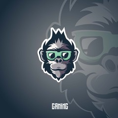 Monkey mascot logo design with modern illustration concept style for badge, emblem and t shirt printing. Monkey illustration for sport and e-sport team.
