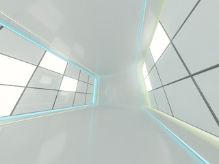 Abstract modern architecture background, empty open space interior. 3D