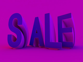 Seasonal sales background. Lettering of sale. 3D