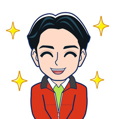 赤い上着を着た男性