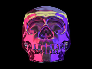 Abstract human skull on a black background. 3D