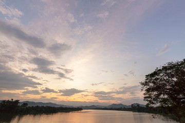 Beautiful sunset in Huong River,  in Hue city, Vietnam Unesco World Heritage Site