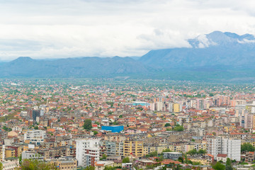 Panoramic view of Shkoder city, Albania. Exploring, traveling concept