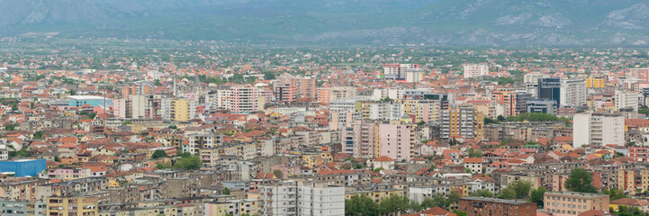 Fototapeta na wymiar Panoramic view of Shkoder city, Albania. Exploring, traveling concept