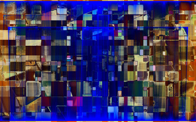 rendu numérique d'une composition abstraite rythmée par les couleurs et faisant partie d'une série de variaantes