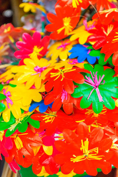 Flowers made of colored paper, in the Thanh Tien traditional village, Hue, Vietnam