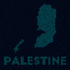 Fototapeta premium Palestine tech map. Country symbol in digital style. Cyber map of Palestine with country name. Attractive vector illustration.