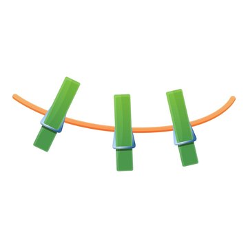 Clothes pins wire icon. Cartoon of clothes pins wire vector icon for web design isolated on white background