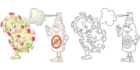 COVID-19. Cartoon character of Coronavirus. Self hygiene concept.