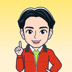 赤い上着を着た若者