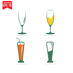 glass drinnking coctail Icon template black color editable. Umbrella Icon symbol Flat vector illustration for graphic and web design.